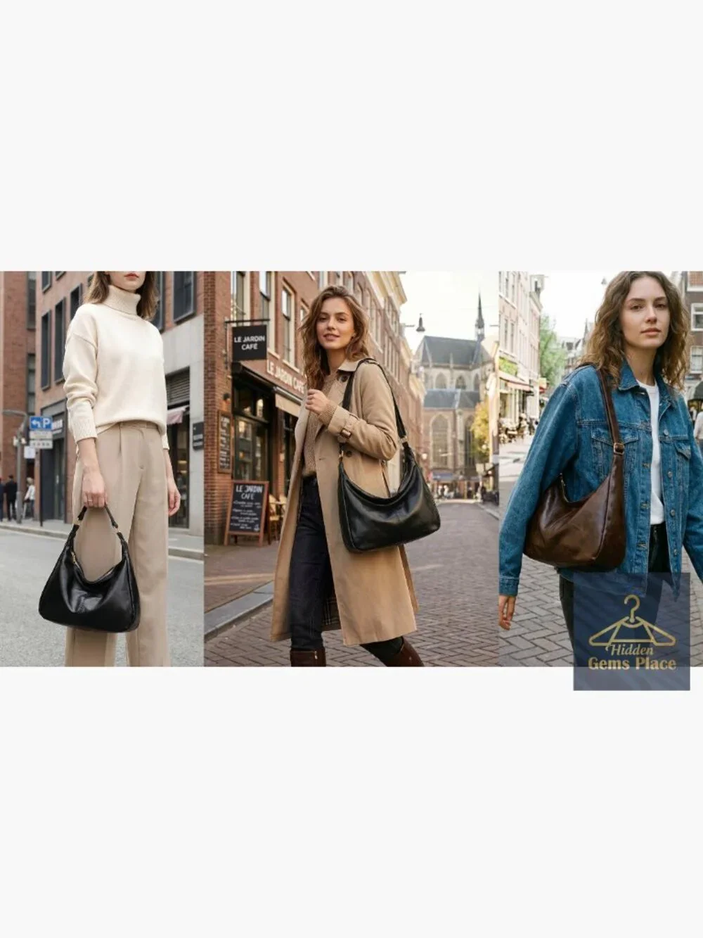 Slouchy Vegan Leather Hobo Shoulder Bag Crossbody Tote Purse Women